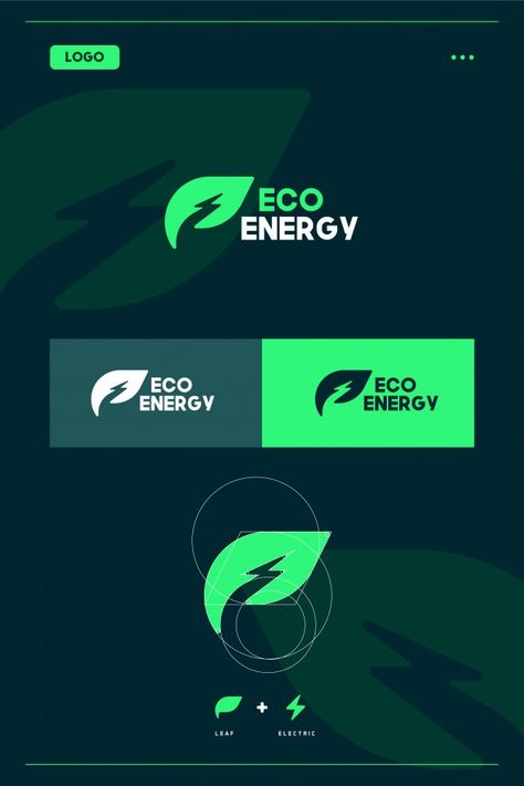 Eco energy / green energy logo template ... | Premium Vector #Freepik #vector #logo #template #leaf #corporate Green Energy Logo, Energy Logo Design, Logo Design Presentation, Logo Generator, Energy Logo, Eco Logo, Inspiration Logo Design, Logo Presentation, Create Logo