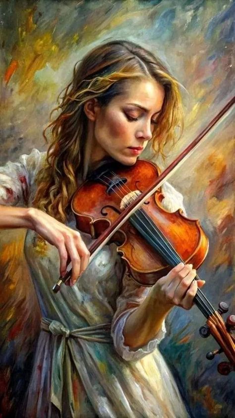 Painting Ladies, Best Painting Ever, Violin Pics, Violin Painting, Wonderland Artwork, Playing Violin, Eagle Images, Instruments Art, Musician Art