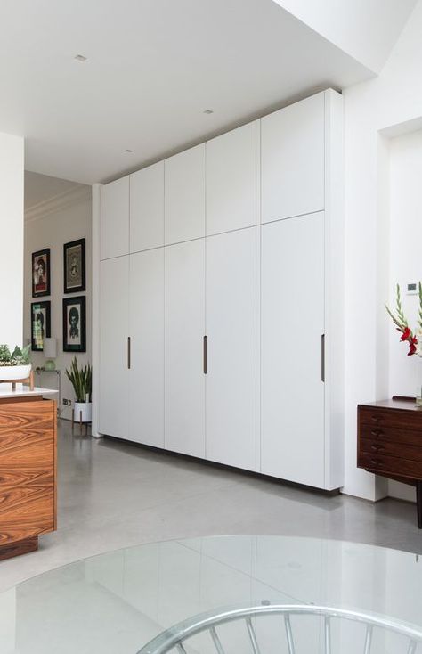 Pull Down Desk, Wall Cabinets Living Room, Cloakroom Storage, Floor To Ceiling Wardrobes, Living Room Cupboards, Floor To Ceiling Cabinets, Fitted Cabinets, Ceiling Storage, London Kitchen