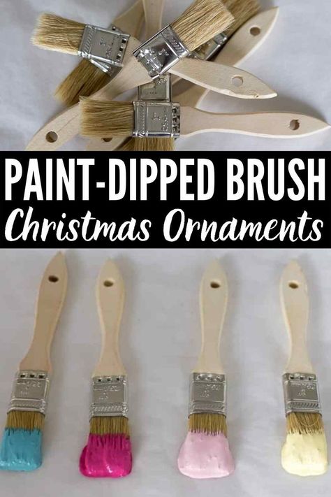 Quick and Easy DIY Paint Dipped Paintbrush Christmas Ornaments! Colorful, quirky, cute and budget-friendly, too! #christmasornaments #DIYchristmasornaments #paintbrushcrafts #easychristmasornamentideas #easyDIYchristmasornaments Diy Paintbrush, Holiday To Do List, Paint Dipping, Easy Diy Paint, Easy Christmas Ornaments, Diy Christmas Ornaments Easy, Diy Christmas Ornament, Christmas Projects Diy, Painted Ornaments