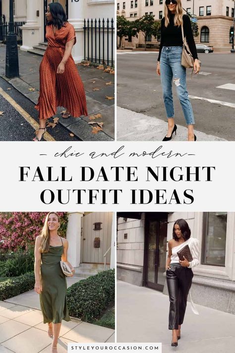 Fall Date Night Dress Outfit, Stylish Fall Outfits Date Night, Romantic Date Night Outfit Winter, Fall Evening Outfit Dressy, Dinner Clothes Outfits Night Women, Romantic Concert Outfit Ideas, Married Date Night Outfit, 30s Date Night Outfit, Fall Dinner Outfits 2022