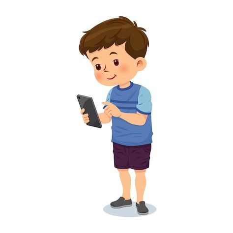 Cartoon Using Phone, Using Phone Illustration, Sense Organs, Mobile Images, Mobile Cartoon, Phone Illustration, Phone Cartoon, Phone Pic, Kids Phone