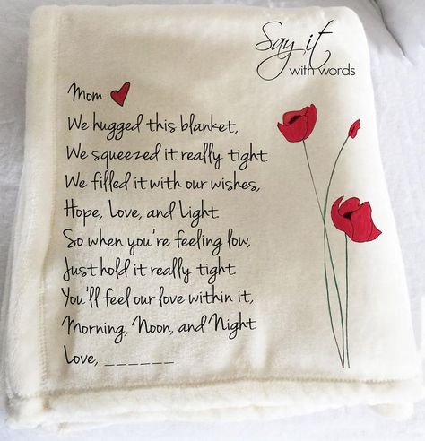 We hugged this blanket tight gift for Mom Grandma | Etsy Words For Sympathy Card, Homemade Blankets, Custom Throw Blankets, Personalized Throw Blanket, Hug Quotes, Baby Blanket Size, Sending Hugs, Love You Mom, Mom And Grandma