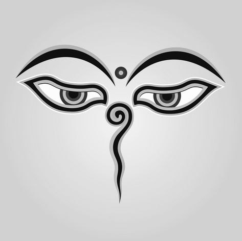 Tibetan Eye Tattoo, Buddha Eye Tattoo, Nepalese Tattoo, Buddha Eyes Tattoo, Nose Tattoo, Buddha Eyes, Eye Stencil, Drum Design, Buddhist Tattoo