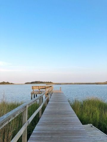 Dock On The Ocean, North Carolina Lake House, Wilmington North Carolina Houses, Coastal Neighborhood, Ocean Dock, Beach Dock, Tsitp Aesthetic, Nantucket Summer, Salt City