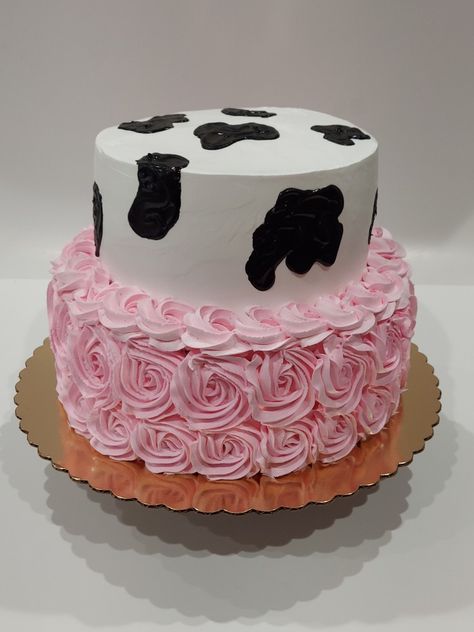 Cow Print 1st Birthday Cake, Cow Print Themed Birthday Party, Cow Print And Pink Cake, Cow Themed Sheet Cake, 2 Tier Cow Cake, Two Tier Cow Print Cake, Cowgirl 21 Birthday Party Cake, Pink Cow Birthday Cake, Pink Cow Print Birthday Cake