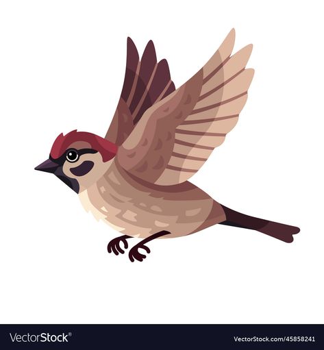 Birds Flying Illustration, Bird Flying Illustration, Sparrow Images, Flying Bird Illustration, Bird Character Design, Sparrow Flying, Bird Cartoon Character, Flying Bird Vector, Flying Sparrow