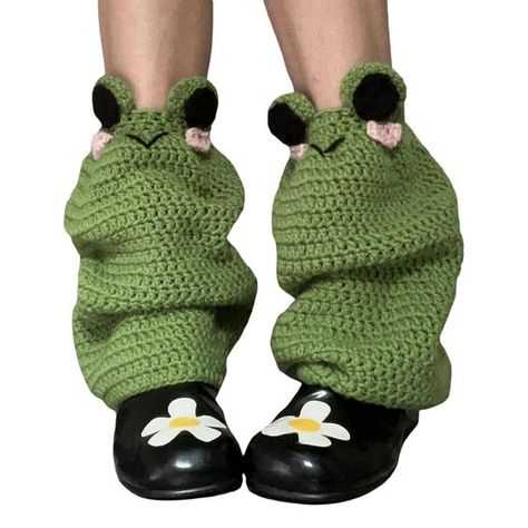 PRICES MAY VARY. Soft Material: Japnese kawaii leg warmers for women are made of woolen yarn, which is soft and skin-friendly, elastic, and brings you a comfortable feeling. Stylish Design: Contrasting color design, cute cartoon style, knitted frog leg warmers, crotchet strawberry leg cuffs, elastic cuff design to ensure a comfortable fit, fix the adult leg warmers on the legs, not easy to fall off, comfortable and warm, can bring you a good match. Fashion Matching: Leg warmers 80s that you can Crochet Frog Leg Warmers, Mushroom Leg Warmers, Cute Frog Clothes, Cute Crochet Leg Warmers, Cute Frog Outfits, Frog Leg Warmers, Frog Aesthetic Outfit, Leg Warmers Png, Frog Outfit Aesthetic