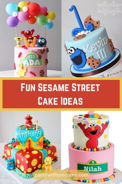 Sesame Street Birthday Party Cake, Sesame Street 2nd Birthday Party Ideas, Elmo And Abby Cadabby Cake, Cookie Monster And Elmo Cake, 2nd Birthday Sesame Street Girl, Elmo Cake Ideas, Sesame Street 2nd Birthday Cake, Elmo And Cookie Monster Cake, Sesame Street 3rd Birthday Party