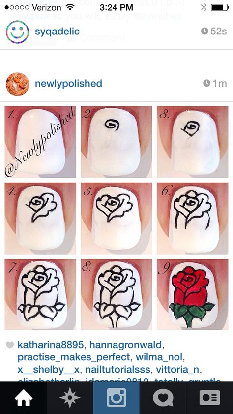 Rose nail tutorial Rose Nail Art, Nail Drawing, Nail Art Disney, Rose Nails, Super Nails, Disney Nails, Trendy Nail Design, Flower Nail Art, Manicures Designs