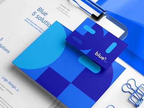 Brand identity - Blue 5 solutions 1 by David Silva Ci Design, David Silva, Graphic Design Cv, Typo Logo Design, Blue Company, Credit Card Design, Identity Design Inspiration, Tech Branding, Typography Poster Design