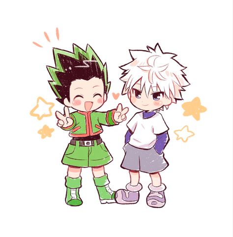 Dibujos Anime Chibi, Gon Killua, Yoshihiro Togashi, Hxh Characters, Images Kawaii, Anime Drawing Books, Hunter Anime, Dessin Adorable, Cute Chibi