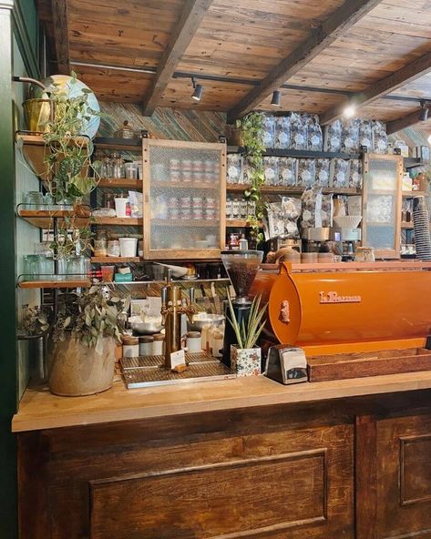 80s Coffee Shop, Cafecore Aesthetic, Coffee Shop Bar Counter, Charleston Coffee Shops, Small Town Coffee Shop, Beautiful Coffee Shops, Italian Coffee Shop, Coffee Shop Counter, Cabin Coffee