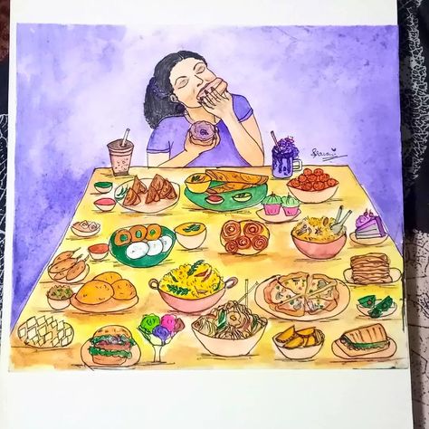 What would you do if all you could do is only eat for a whole day? What is your favorite food? Illustration Food Art, Draw Food, Art Hub, Favourite Food, Illustration Food, Food Illustration, What Is Your Favorite, All You Can, Favorite Food