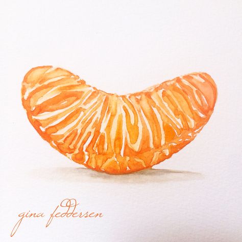 Tangerine Slice Tattoo, Orange Watercolor Painting, Tangerine Painting, Tangerine Drawing, Watercolor Art Food, Tangerine Illustration, Tangerine Tattoo, Orange Sketch, Tangerine Art