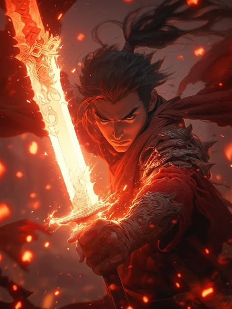 Ballet Concept Art, Epic Warrior Art, Fire Swordsman Art, Fire Warrior Fantasy Art, Fire Swordsman, Fire Warrior, Marvel Character Design, Cyberpunk Character, High Fantasy