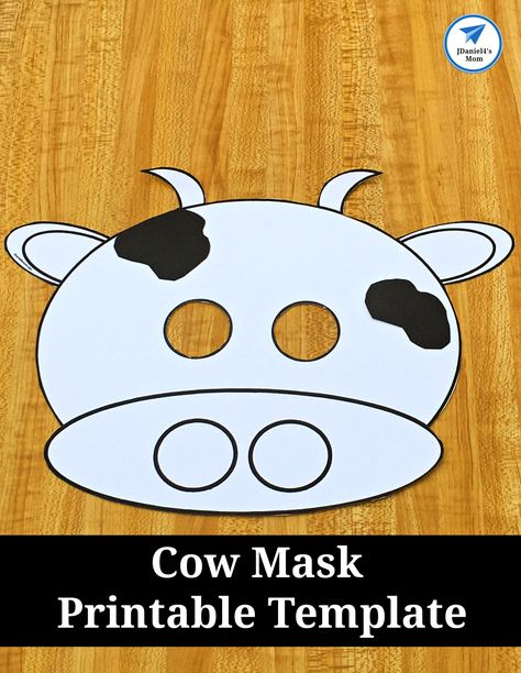 Cow Masks For Kids, Cow Crafts Preschool, Cow Crafts For Kids, Printable Cow Mask, Cow Template, Fraction Games For Kids, Cow Mask, Cow Appreciation Day, Mask Printable