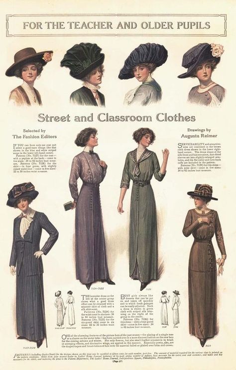 Clothes For Teachers, Edwardian Fashion Plates, Uplifting Art, 1900's Fashion, Ladies Home Journal, Teacher Wardrobe, Romantic Questions, Fashion Activewear, 1910s Fashion