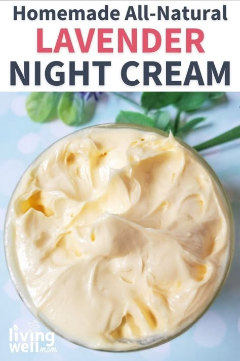 Made with natural ingredients like essential oil and shea butter, this lavender sleep cream recipe is a quick DIY that will take your skincare to the next level. Whether you need it for moisturizing or for sleep, this lavender lotion is next to none. Body Lotion Recipes, Face Cream Diy, Lavender Powder, Diy Night Cream, Lavender Sleep, Face Cream Recipe, Lavender Hand Cream, Lavender For Sleep, Diy Eye Cream