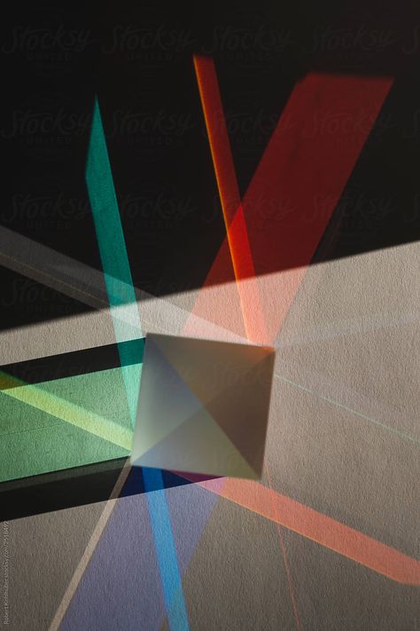 Prism Glas Cube With Refraction Of Light On Paper | Stocksy United Spectrum Of Light, Light Refraction Art, Diamond Refraction, Prism Graphic Design, Glass Refraction Photography, Light Diffraction, Prism Photography, Reflection Design, Prism Art