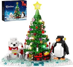 Christmas Tree Building Kit, Christmas Tree Building Block with Lights, Compatible with Lego Christmas Tree Buildings with Polar Bear Penguin Set, Holiday Present for Boys, Girls and Adults (802 PCS) Christmas Building, Lego Christmas Tree, Tree Building, Led Christmas Tree Lights, Lego Christmas, Christmas Suit, Polar Bear Christmas, Presents For Boys, Creative Christmas Gifts