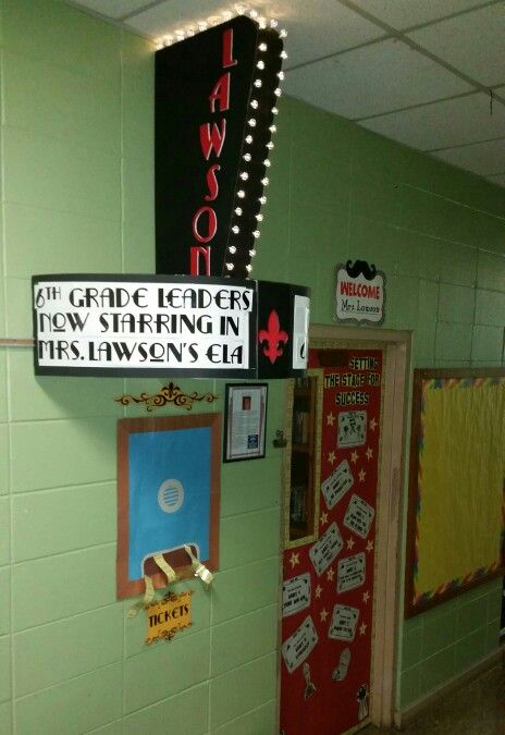 Hollywood themed marquee for my classroom door. Designed, built, and installed by my husband. Movie Themed Classroom, Movie Classroom, Hollywood Classroom Theme, Hollywood Classroom, Hollywood Theme Classroom, Deco Cinema, Theatre Classroom, Red Carpet Theme, Stars Classroom