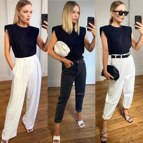 Muscle Tee Outfits, Bussines Casual Woman, Look Office, Modesty Outfits, Effortless Outfit, Summer Work Outfits, Looks Black, Causual Outfits, Muscle Tee