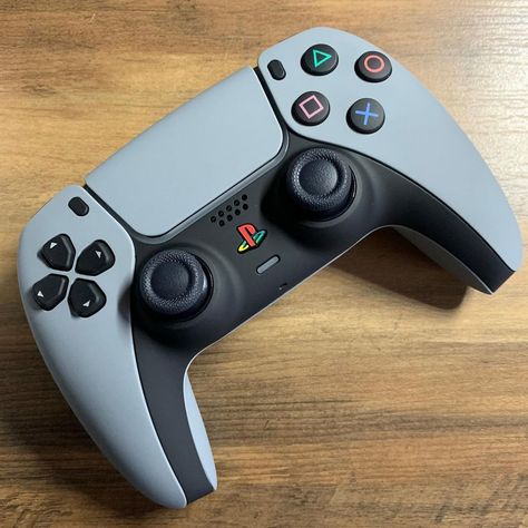 LaZa Modz LLC | The Classic PS1 DualSense PS5 controller. • Proprietary, Premium Gray Finish *soft feeling yet stronger than any other finish on the… | Instagram Aesthetic Ps5 Controller, Playstation Wallpaper, Ps5 Controller Custom, Custom Ps5 Controller, Custom Ps5, Cool Ps5 Controllers, Gaming Cafe, Cool Electronic Gadgets, Ps5 Black Controller