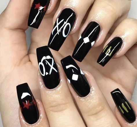 Starboy Nails, Xo Nails The Weeknd, The Weeknd Nails Design, The Weeknd Nails, Xo Nails, Weekend Nails, The Weeknd Trilogy, Rap Concert, Concert Nails