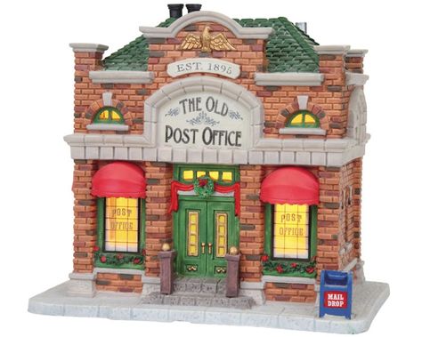 The Old Post Office Office Cartoon, Christmas Village Decorations, Christmas Tree Village, Lemax Village, Lemax Christmas Village, Lemax Christmas, Old Post Office, Pottery Houses, Christmas Village Houses