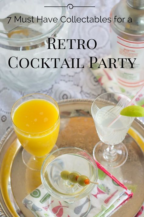 How to Throw a Retro Cocktail Party #ad #Guides4eBay #CollectiveBias via flouronmyface.com Mid Century Modern Cocktail Party, Mid Century Cocktail Party, How To Throw A Cocktail Party, 70s Cocktail Party, 50s Cocktail Party, 60s Cocktail Party, 1960s Cocktail Party, Retro Cocktails, Cocktail Engagement Party