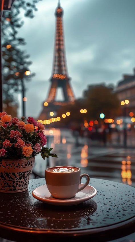 Wallpaper Coffee, Rain Window, Coffee In Paris, Bathroom Wallpaper Ideas, Moonlight Photography, Romantic Paris, Coffee Shop Aesthetic, Paris Images, Hd Wallpapers For Mobile