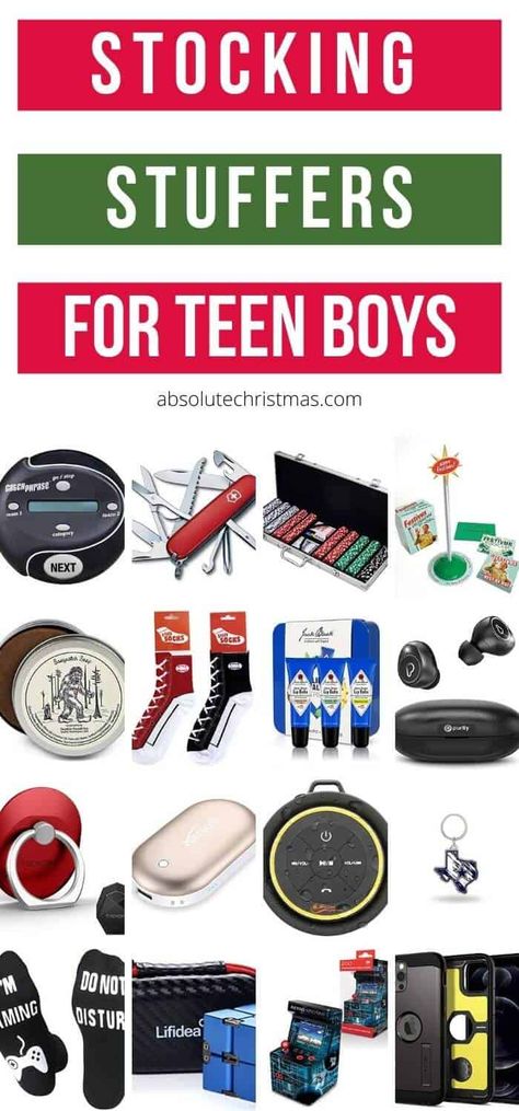 Stocking Stuffers for Teen Boys - Fun and practical gifts for the teenage boy's Christmas stocking. Teen Boy Stocking Stuffers 2024, Stocking Stuffers For Teens Boys, Teen Boy Stocking Stuffers, Boy Stocking Stuffers, Stocking Stuffers For Teen Boys, Stocking Stuffers For Teenagers, Cool Stocking Stuffers, Christmas Sticking, Teenager Stocking Stuffers