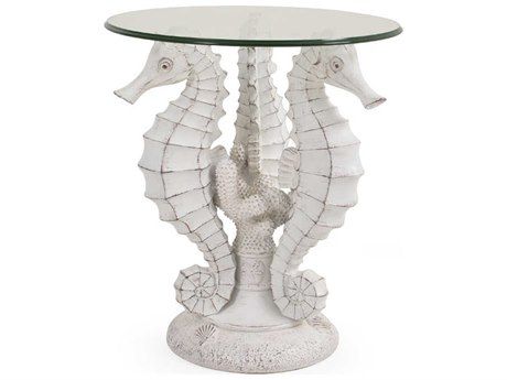 Watermark Living Outdoor Home Decor 20'' Wide Round Double Heron Side Table | PSOUT941ST Seahorse Table, Beach Style Furniture, Seahorse Decor, Style Side Table, Nautical Table, Coastal Theme, Casual Furniture, Sea Decor, Accent Side Table