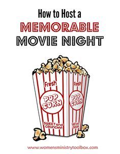 How to Host a Memorable Movie Night - Ideas and tips for hosting a movie night. Even includes free printable movie-themed icebreaker questions! From Women's Ministry Toolbox. Craft Ideas For Women, Ladies Movie Night, Womens Ministry Events, Christian Women's Ministry, Icebreaker Questions, Church Fellowship, Church Outreach, Youth Group Activities, Outreach Ministry