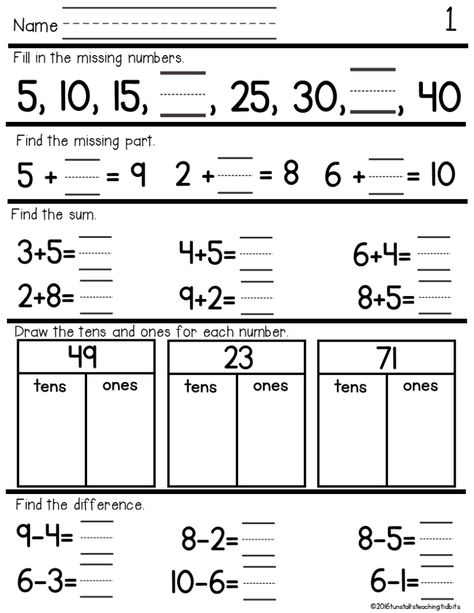 daily math, math homework, math seatwork, math printables, math review pages, math printable pages, first grade math printables, math first grade seatwork, math no prep pages 2nd Grade Math Assessment, Tk Worksheets, Math Mental, Math First Grade, Money Math Worksheets, First Grade Words, Math Practice Worksheets, First Grade Math Worksheets, Preschool Workbooks