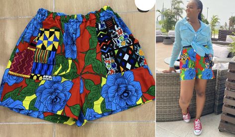 Black Mode, Pants Tutorial, Ankara Short, Kente Dress, Shorts Tutorial, Short Pant, Elastic Shorts, Pants Women Fashion, African Print Fashion Dresses