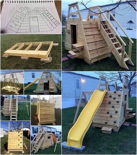 Pallet Playground, Pallet Home Decor, Diy Pallets, Diy Playground, Bedroom Entrance, Outdoor Bedroom, Rustic Texture, Pallet Creations, Jungle Gym