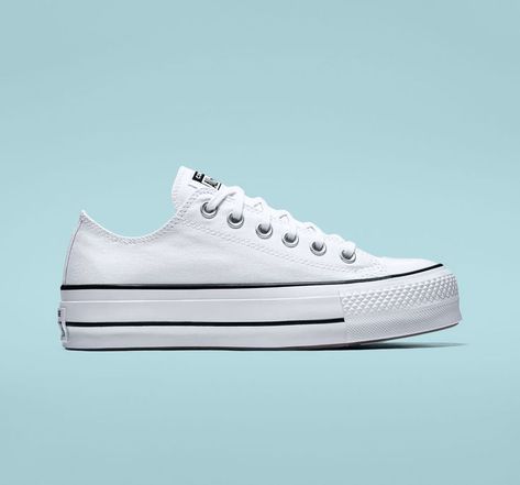 Canvas Platform Chuck Taylor All Star, White Platform Converse, All Star Platform, Platform Chucks, Shoe Converse, Low Top Converse, Chuck Taylor All Star Lift, Converse Low Tops, Platform Converse