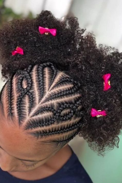 Simple Hairstyles For Kids Black, Children Hairstyles For School, Simple Cornrow Hairstyles, Simple Cornrows For Natural Hair, Canerow Hairstyles, Cornrow Styles For Kids, Cornrows Natural Hair, Quick Braids, Easy Hairstyles For Kids