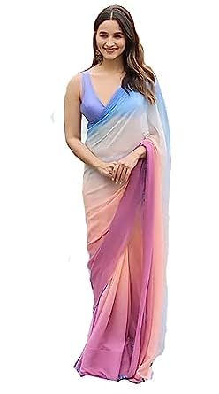 Alia Bhatt Saree, Pleated Saree, Pure Georgette Sarees, Bollywood Party, Ready To Wear Saree, Black Saree, Casual Saree, Indian Bollywood, Mind Quotes