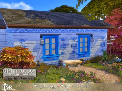 The Sims Resource - Simythology Slavic wood wall Sims 4 Eastern European Cc, Slavic Sims 4 Cc, Slavic House, Pastel Bathroom, Garden Canopy, Goth Wallpaper, Sims 4 Build, Cc Sims, Electronic Art