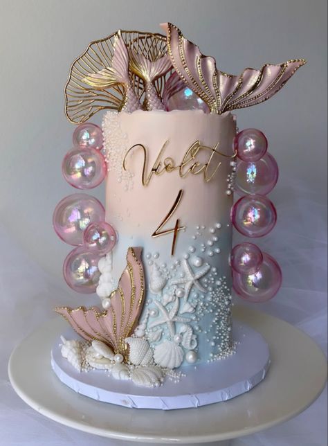 Ocean Cakes, Mermaid Birthday Party Decorations, Mermaid Birthday Cakes, Mermaid Theme Birthday Party, Birthday Cake Decorating Ideas, Girly Cakes, 4th Birthday Cakes, Sea Cakes, Stunning Cakes