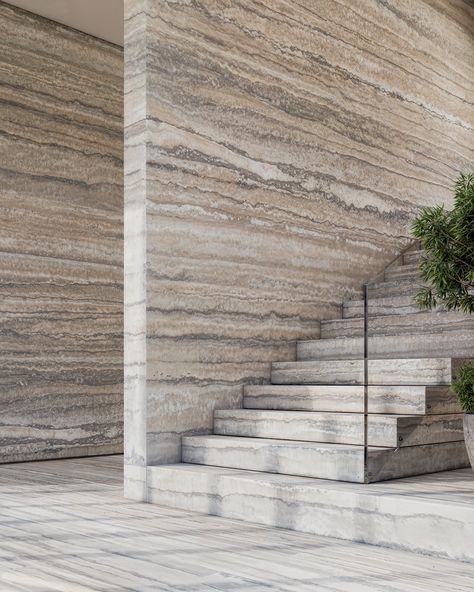 Whether you’re creating a modern masterpiece or a classic retreat, ARCA´s Silver Sienna Travertine is the perfect foundation for a space that exudes elegance and sophistication. Travertine’s inherent durability makes it an ideal choice for high-traffic areas, ensuring it stands the test of time. Available in the US. #ARCAStone . . #travertine #architecture #homedesign #interiors #moderninteriors #designprocess #luxuryinteriors #luxuryhomes #interiordesign Travertine Architecture, Rick Owens Home, Travertine Stairs, Ruben Dario, Silver Travertine, Spa Interior Design, Spa Interior, Perfect Foundation, Staircases