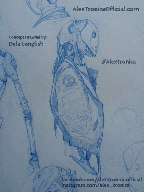 Alex Tronica concept drawing by legendary artist Dela Longfish. Mechanical Concept Art, Dela Longfish, Mechanical Creature Concept Art, Dela Longfish Art, Mechanical Snake Concept Art, Alien Anatomy Concept Art, Mechanical Dinosaur Concept Art, Concept Draw, Line Sketch