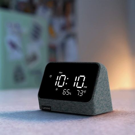 The Lenovo Smart Clock Essential is a clock, with a speaker and Alexa built-in – Set timers, alarms, and reminders The big & bold LED display gives you more than just the time at a glance – instantly know the weather, humidity and temperature outside from across the room Timer App, Multi Room Audio, Alexa App, Timer Clock, Cool Tech Gadgets, Radio Alarm Clock, Digital Clocks, White Noise, Play Music