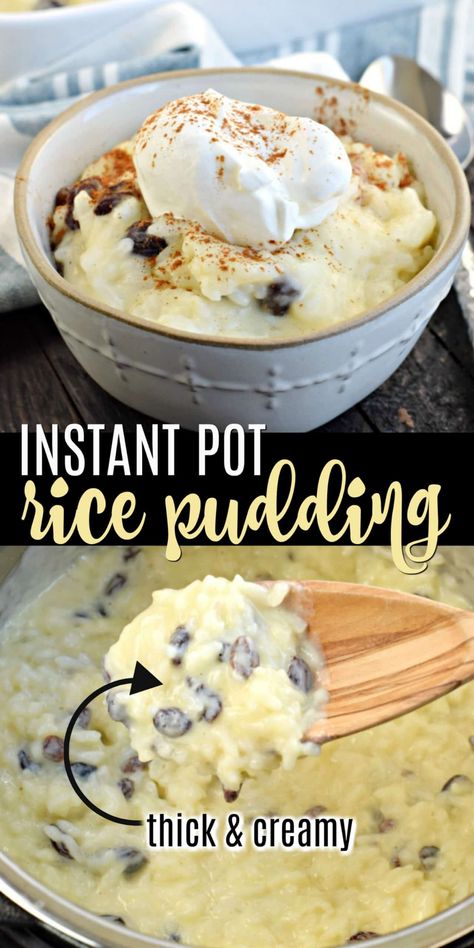 Instant Pot Rice Pudding, Pressure Cooker Desserts, Instant Pot Rice, Pressure Cooker Rice, Rice Pudding Recipes, Creamy Rice Pudding, Rice Pudding Recipe, Rice Recipes For Dinner, Creamy Rice