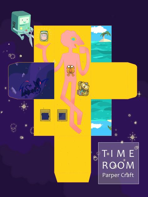 The Time Room Paper Craft (PDF Download) I'm glad if you enjoyed it. (^▽^) Adventure Time Gift, Adventure Time Crafts, Adventure Time Birthday, Adventure Time Cartoon, Paper Toys Template, Paper Doll Template, Bee And Puppycat, Adventure Time Art, Paper Cutout