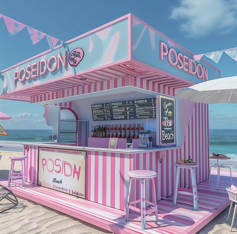 Beach Bar Design, Ice Cream Shop Decor, Mobile Coffee Shop, Home Interior Accessories, Food Cart Design, Ice Cream Pops, Drinks Coffee, Coffee Shop Aesthetic, Stall Designs