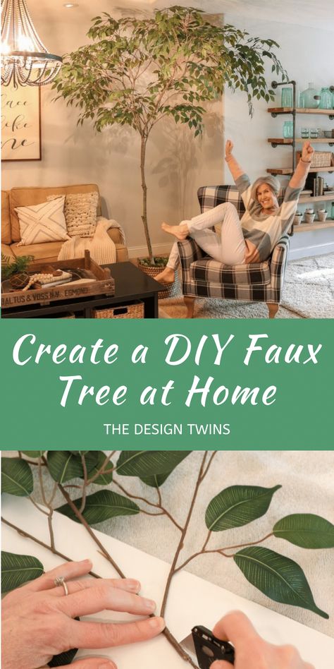 Diy Faux Tree, Fake Indoor Trees, Thrifting Diy, Diy Crafts For Teens, Felt Tree, Faux Leaf, Diy Crafts For Adults, Faux Tree, Diy Crafts Hacks